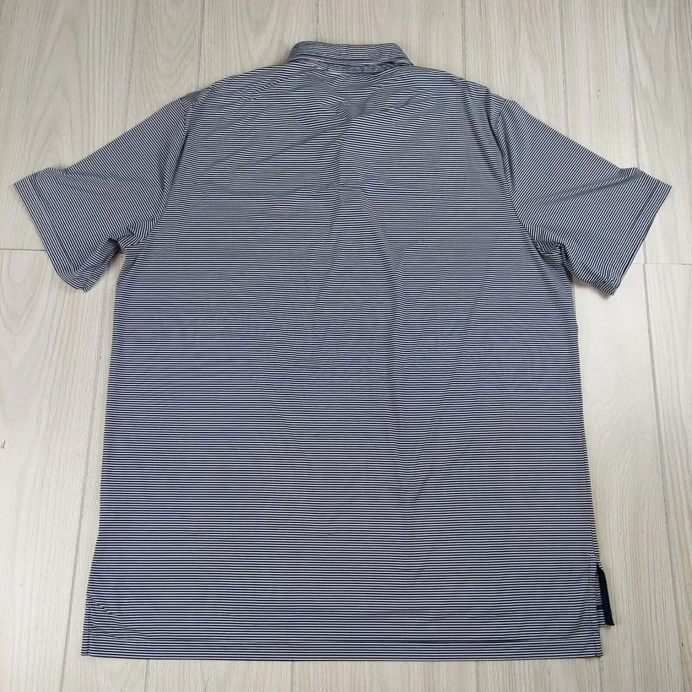 Ralph Lauren RLX Shirt Polo Mens XL TG Blue Striped Golf Wicking Stretch Comfort